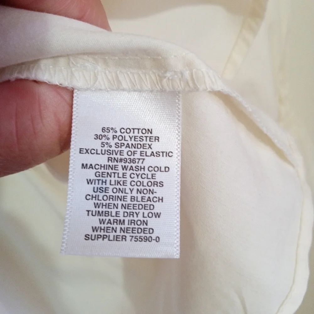 Belle Sky off white Cotton smocked long sleeve top women's size small - Picture 4 of 7